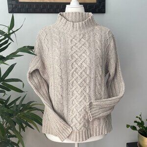 St Johns Bay Size Lg Wheat Color Cable Sweater